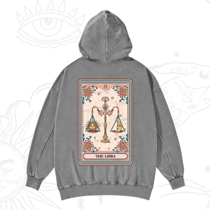 Purplehecate The Libra Tarot Card Washed Hoodie