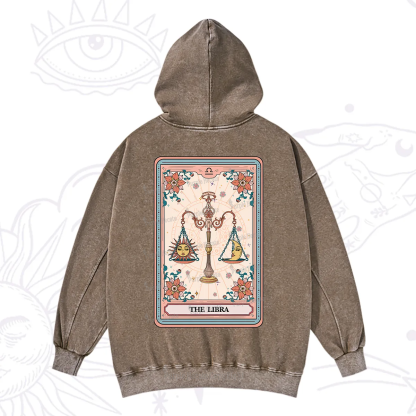 Purplehecate The Libra Tarot Card Washed Hoodie