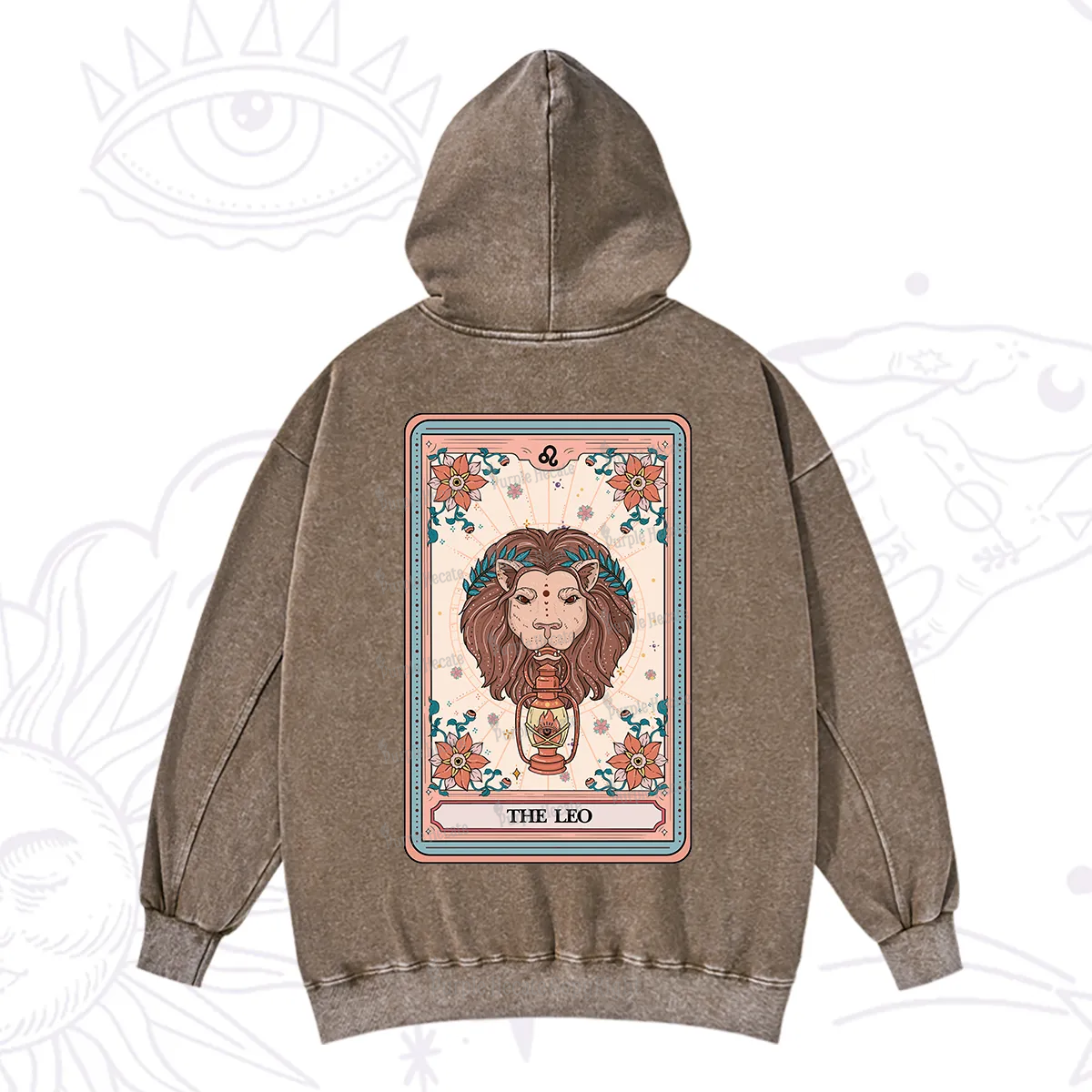 Purplehecate The Leo Tarot Card Washed Hoodie