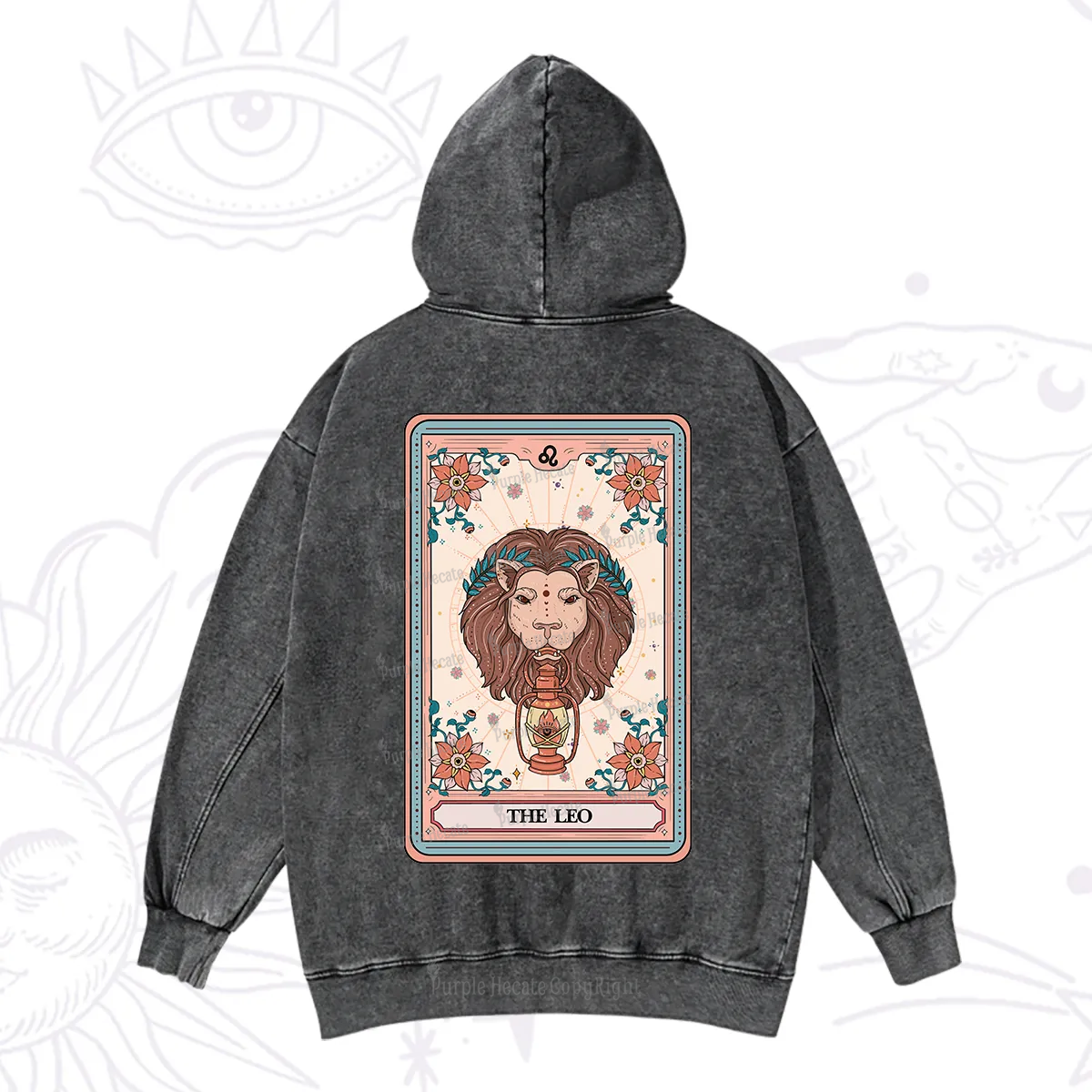 Purplehecate The Leo Tarot Card Washed Hoodie