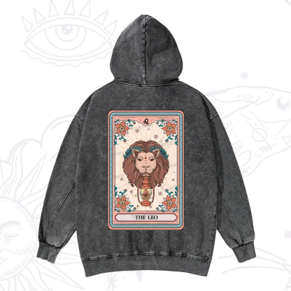 Purplehecate The Leo Tarot Card Washed Hoodie