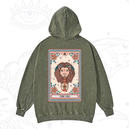 Purplehecate The Leo Tarot Card Washed Hoodie