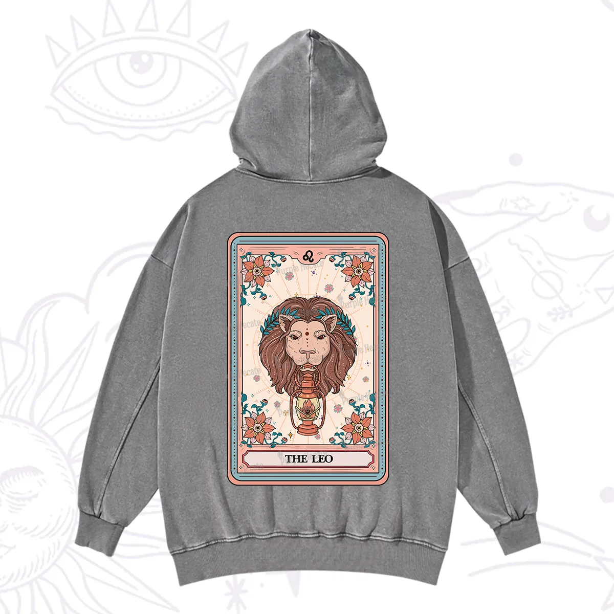Purplehecate The Leo Tarot Card Washed Hoodie