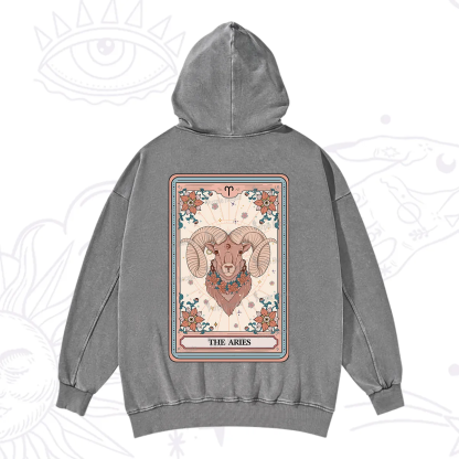 Purplehecate The Aries Tarot Card Washed Hoodie