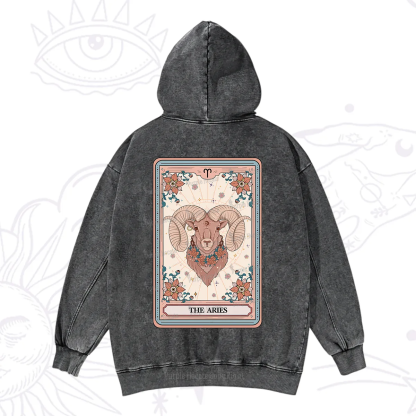 Purplehecate The Aries Tarot Card Washed Hoodie