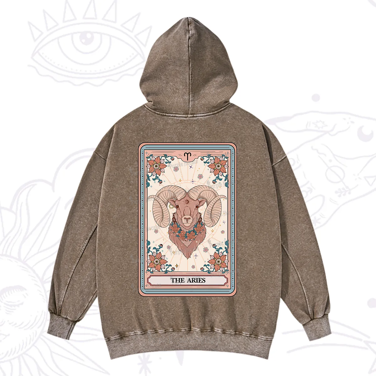 Purplehecate The Aries Tarot Card Washed Hoodie