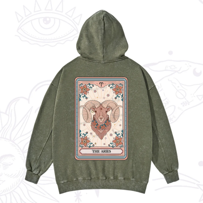 Purplehecate The Aries Tarot Card Washed Hoodie
