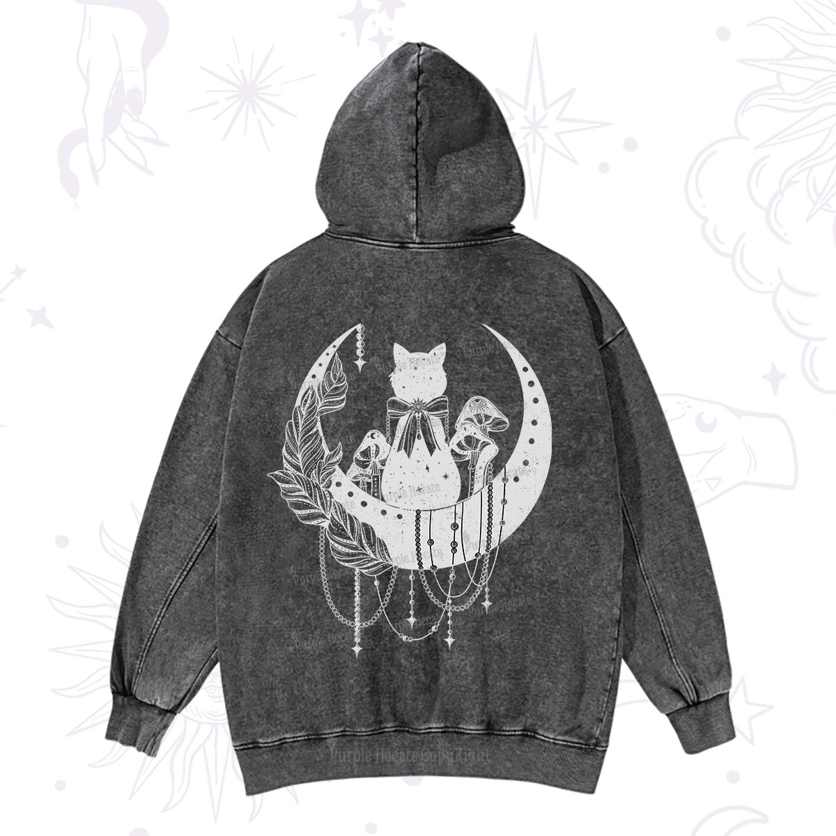 Purplehecate Hecate's Triple Moon Washed Hoodie