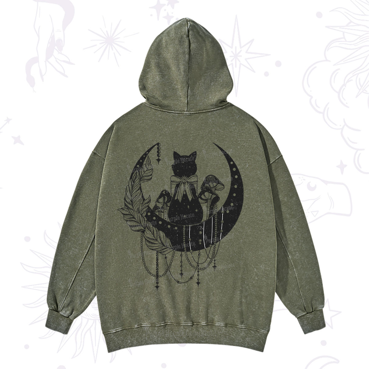 Purplehecate Hecate's Triple Moon Washed Hoodie