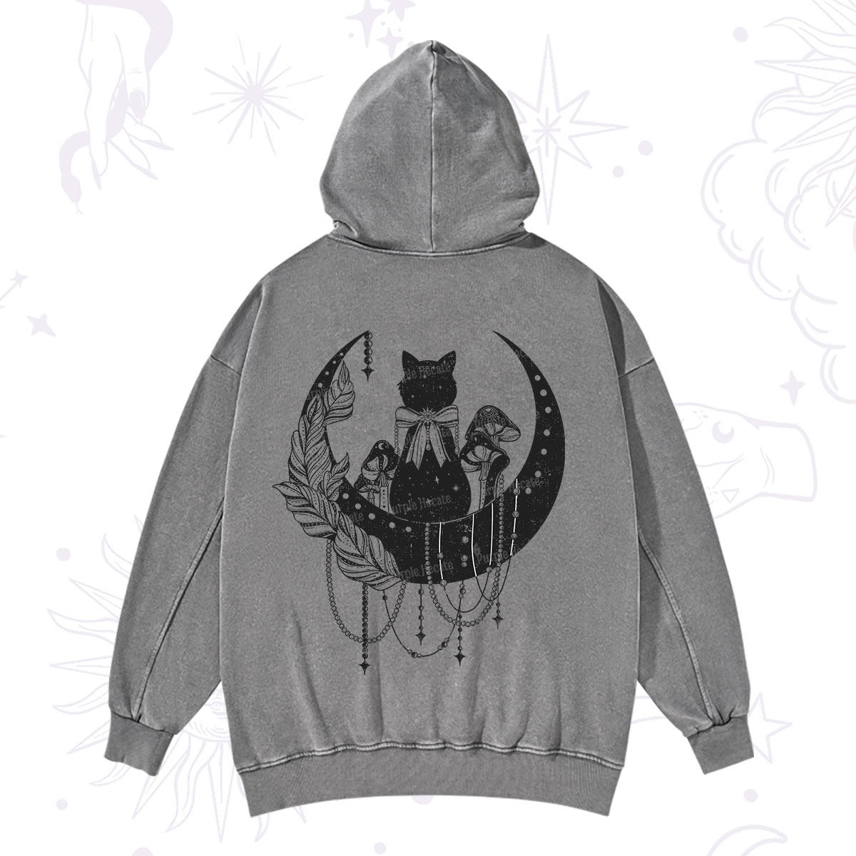 Purplehecate Hecate's Triple Moon Washed Hoodie