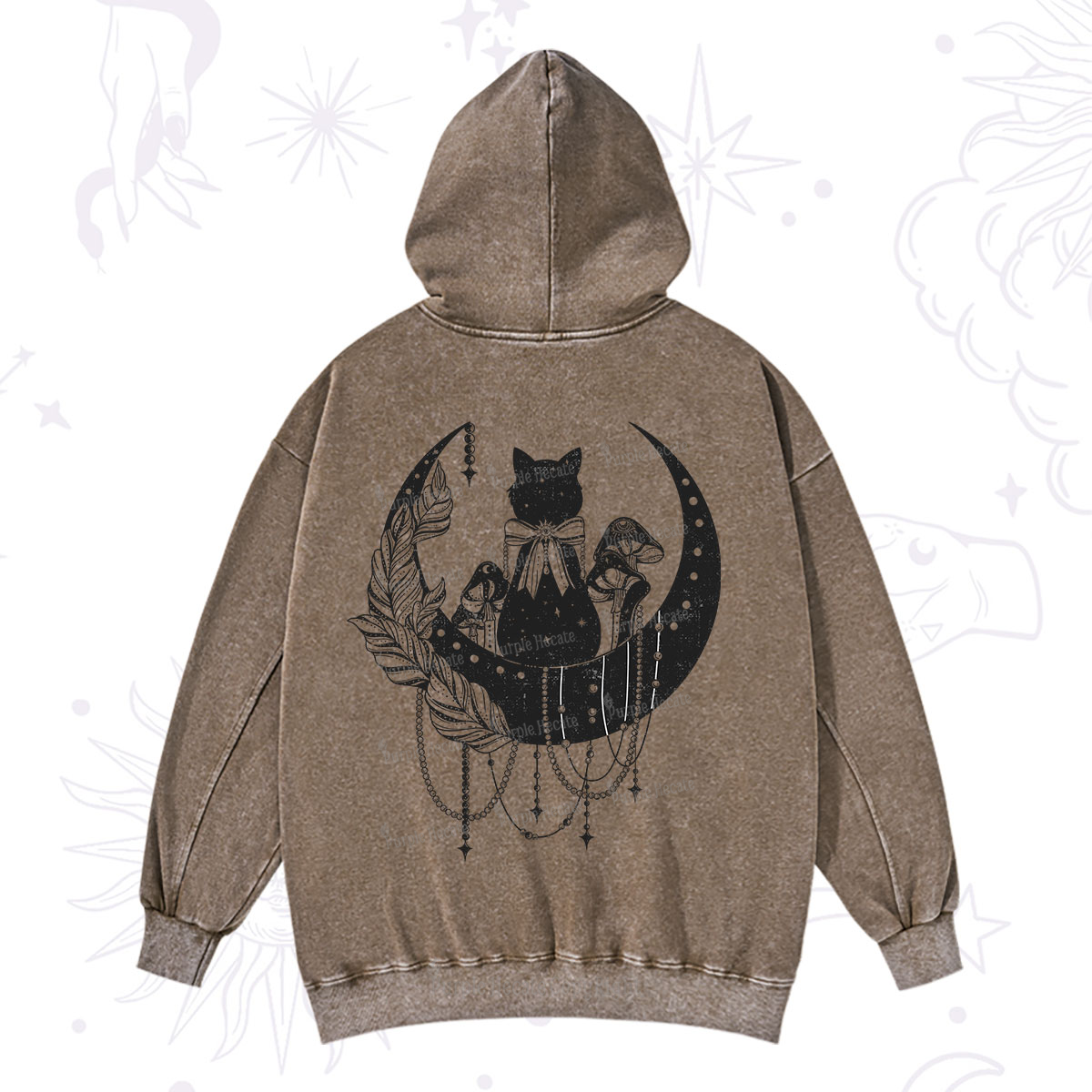 Purplehecate Hecate's Triple Moon Washed Hoodie