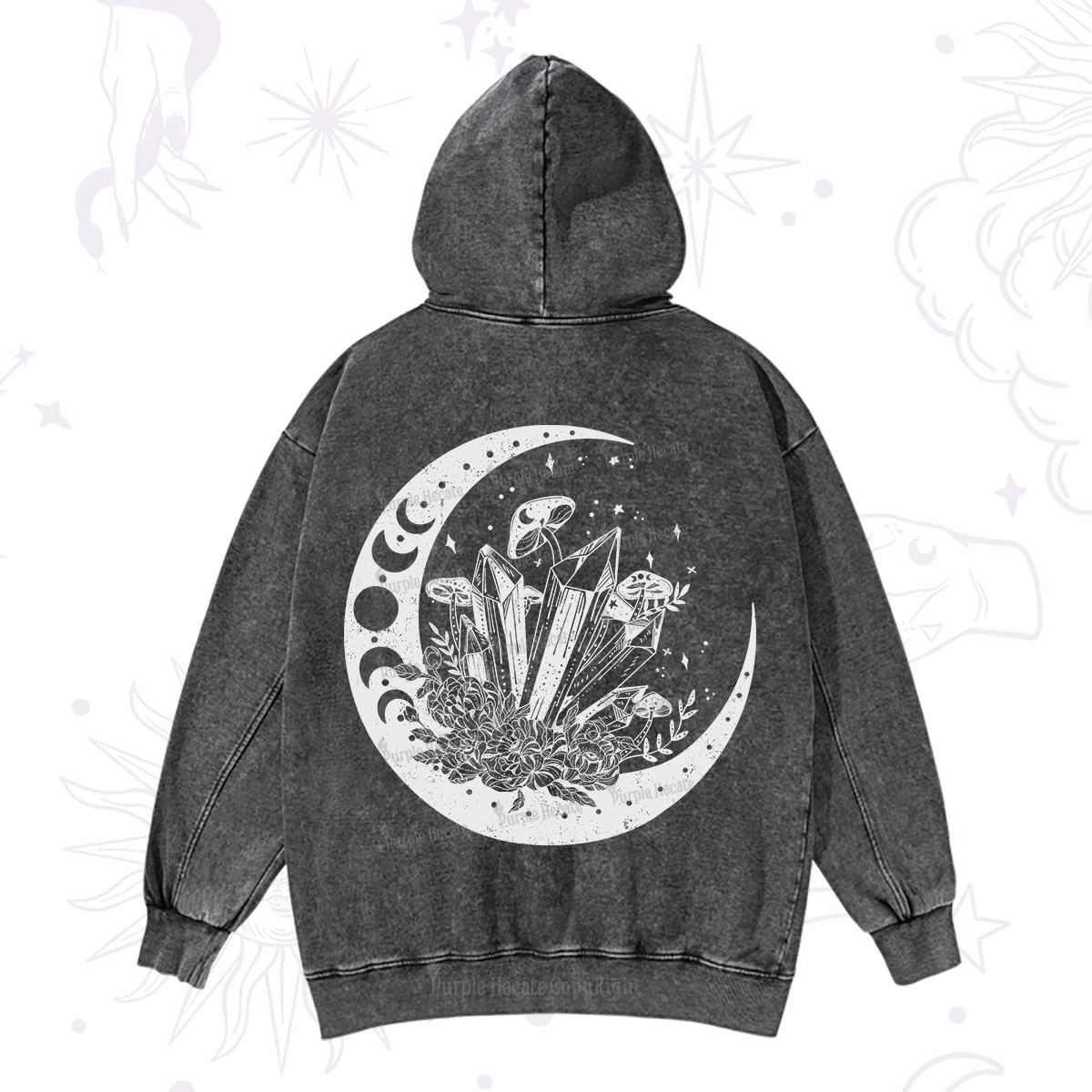 Purplehecate Moonshine and Crystal Washed Hoodie