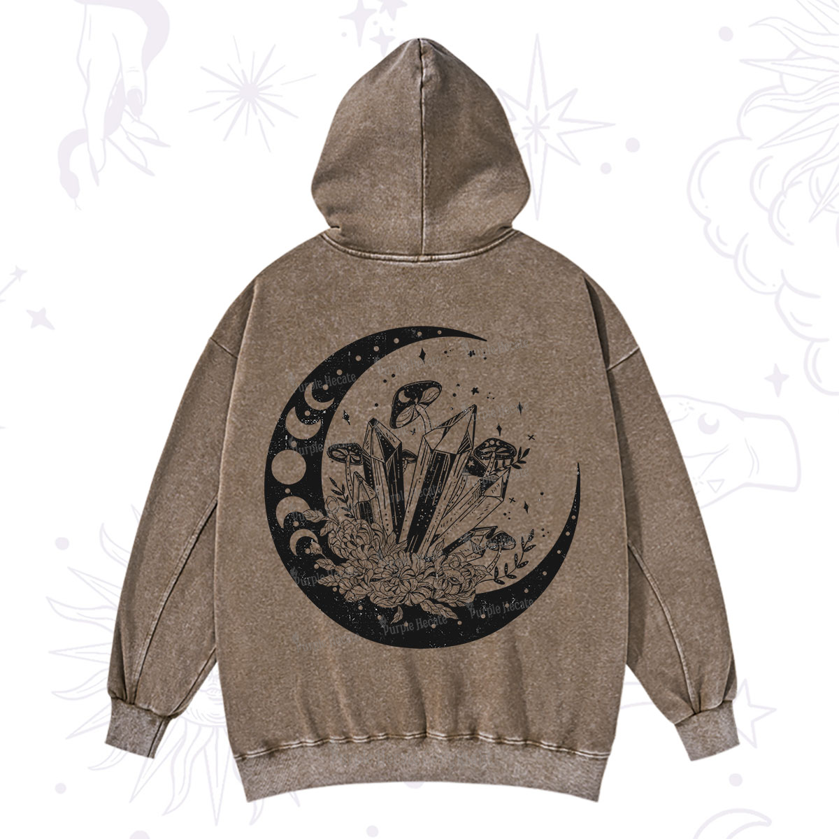Purplehecate Moonshine and Crystal Washed Hoodie
