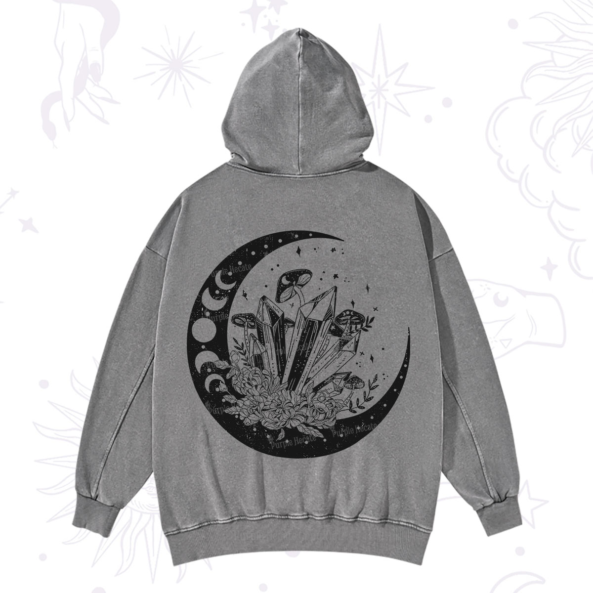 Purplehecate Moonshine and Crystal Washed Hoodie