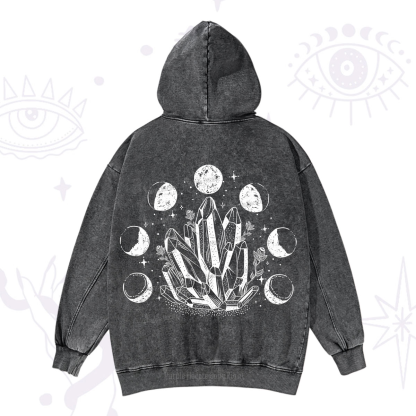 Purplehecate Crystals and Moon Phases Washed Hoodie