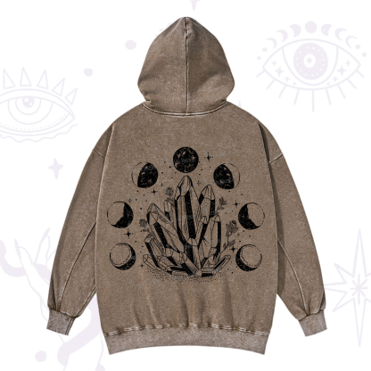 Purplehecate Crystals and Moon Phases Washed Hoodie
