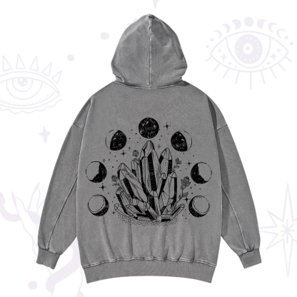 Purplehecate Crystals and Moon Phases Washed Hoodie
