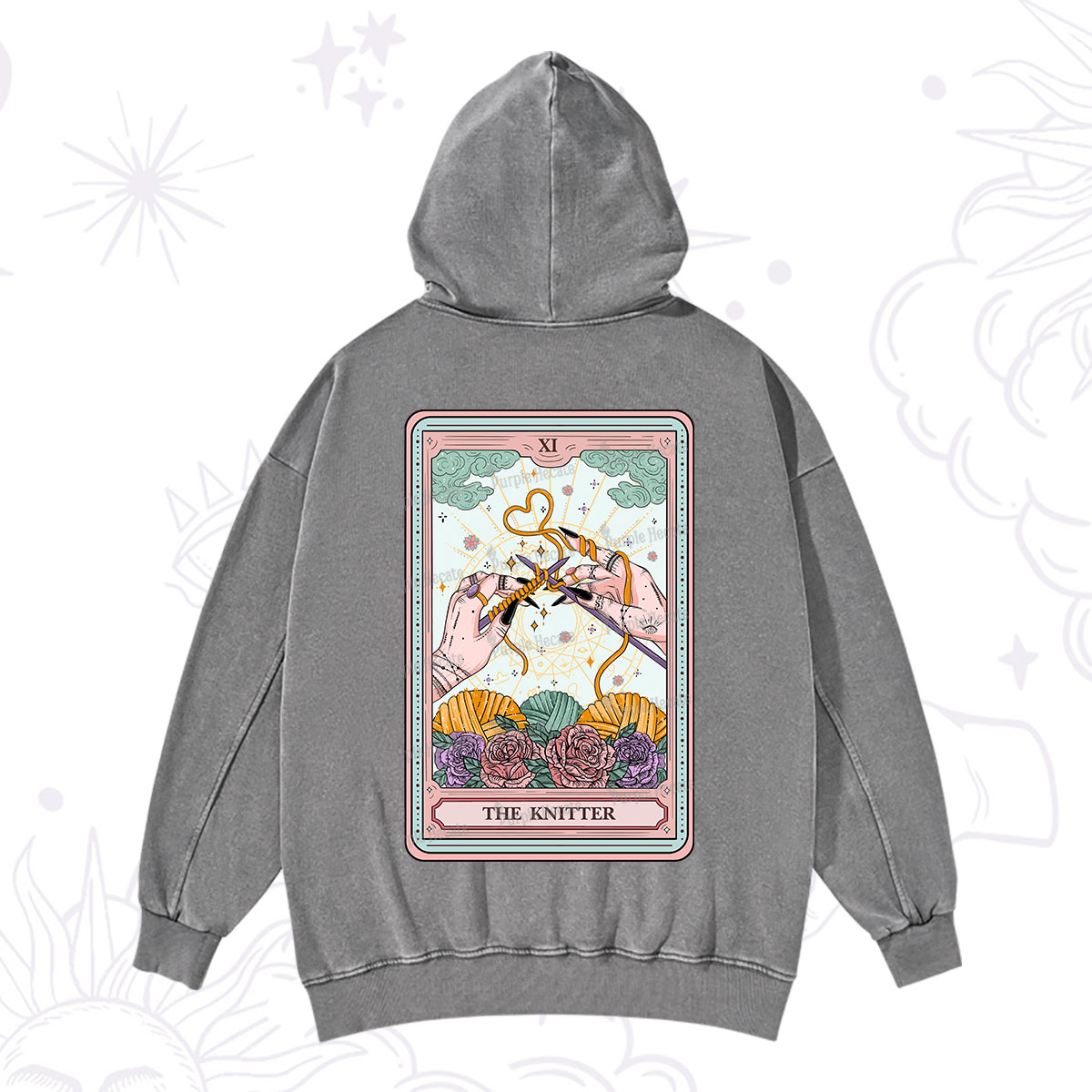 Purplehecate The Knitter Tarot Card Washed Hoodie