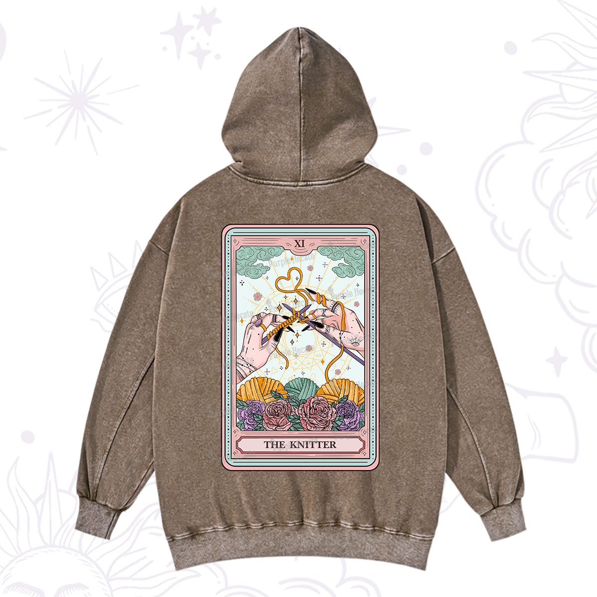 Purplehecate The Knitter Tarot Card Washed Hoodie