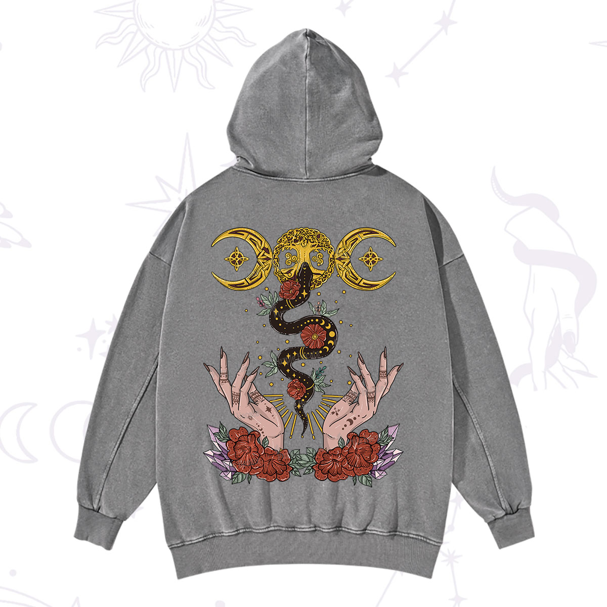 Purplehecate Lunar Bloom Washed Hoodie