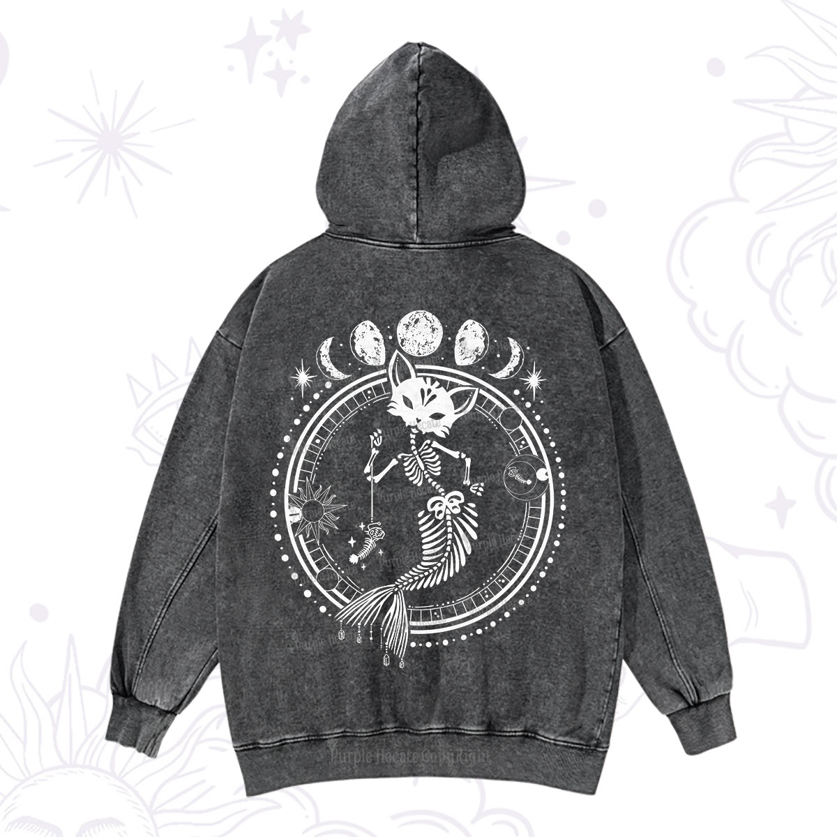 Purplehecate Purr-maid Prophecy Washed Hoodie
