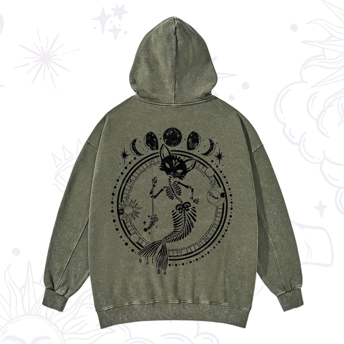 Purplehecate Purr-maid Prophecy Washed Hoodie