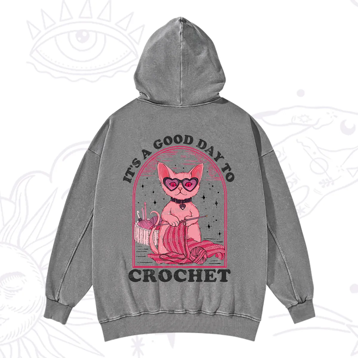 Purplehecate It's A Good Day To Crochet Washed Hoodie