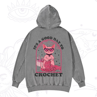 Purplehecate It's A Good Day To Crochet Washed Hoodie