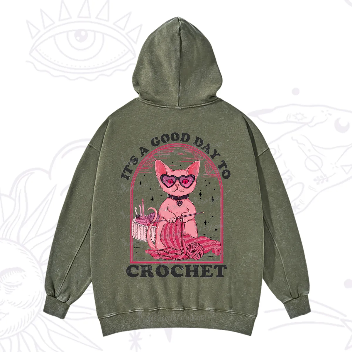 Purplehecate It's A Good Day To Crochet Washed Hoodie