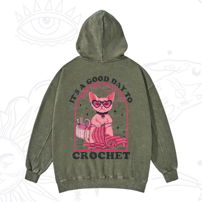 Purplehecate It's A Good Day To Crochet Washed Hoodie