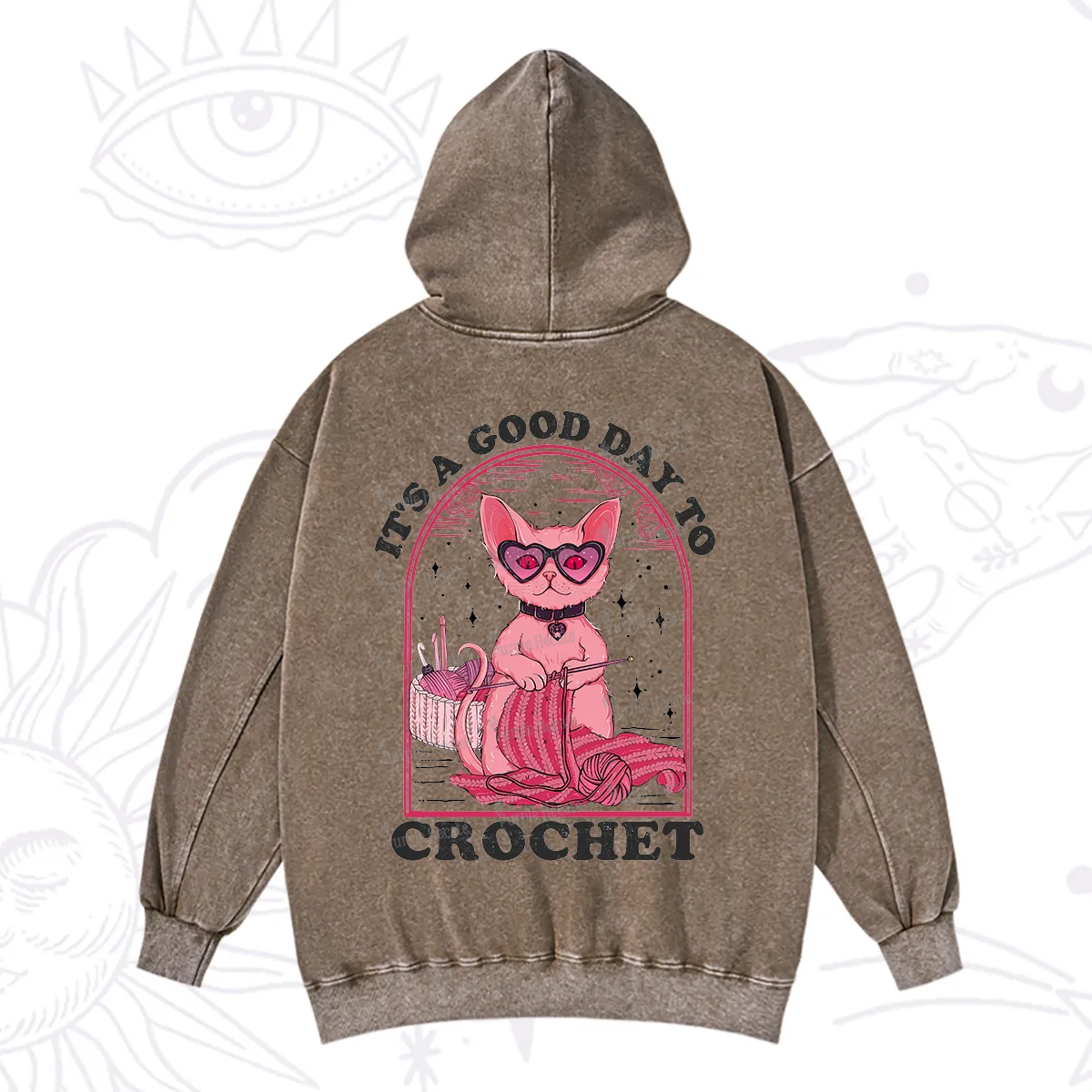 Purplehecate It's A Good Day To Crochet Washed Hoodie