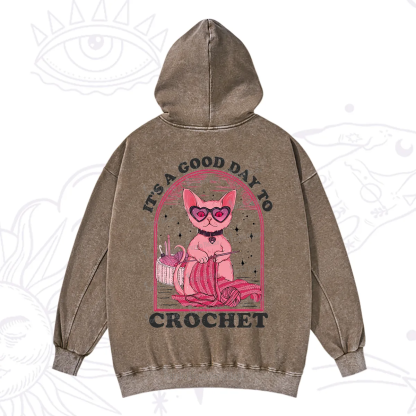 Purplehecate It's A Good Day To Crochet Washed Hoodie