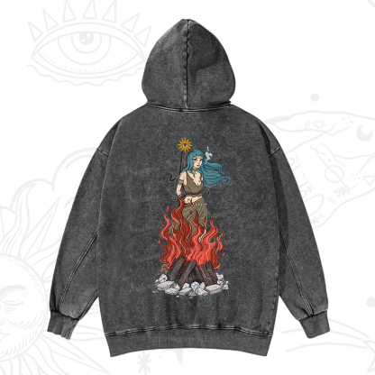 Purplehecate Witchy Woman Burned at the Stake Washed Hoodie