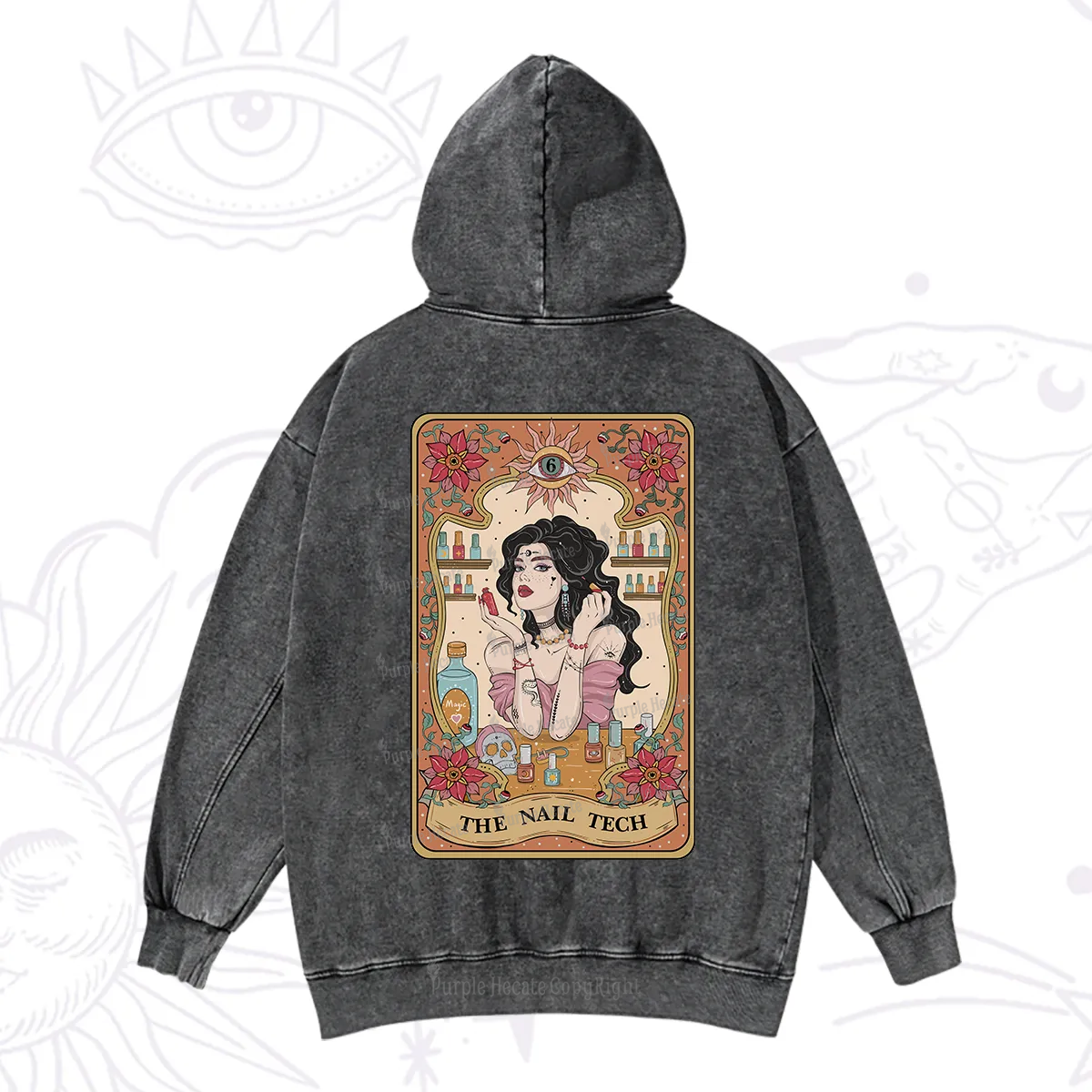 Purplehecate The Nail Tech Tarot Washed Hoodie