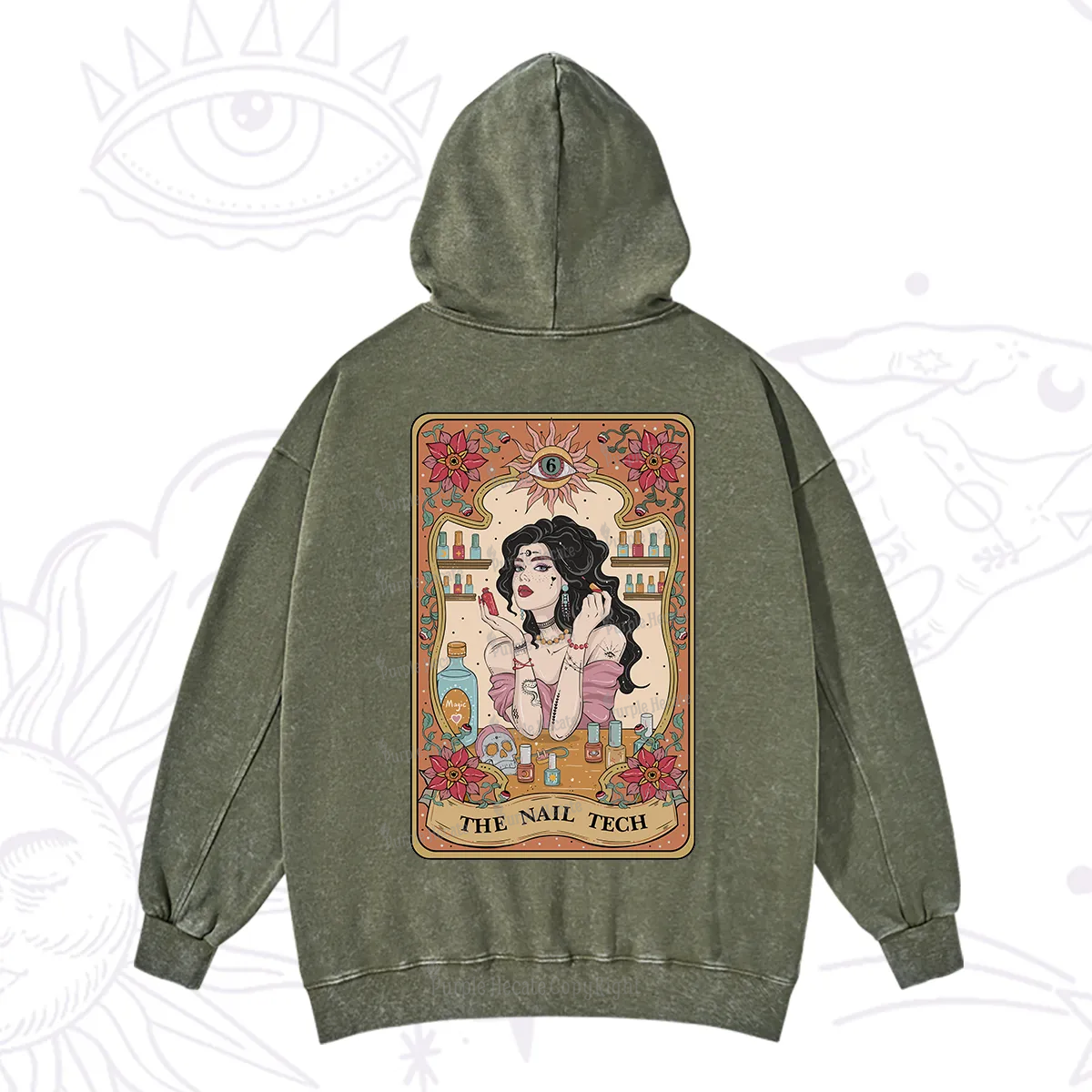 Purplehecate The Nail Tech Tarot Washed Hoodie