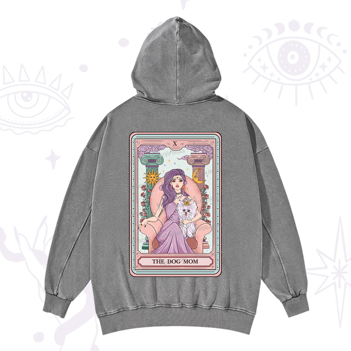 Purplehecate The Cute Dog Mom Tarot card Washed Hoodie