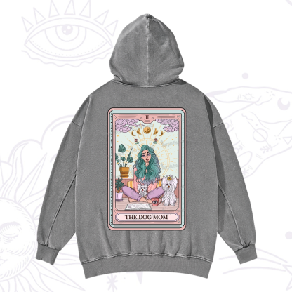 Purplehecate The Divine Dog Mom Tarot Card Washed Hoodie