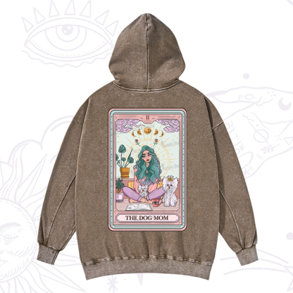 Purplehecate The Divine Dog Mom Tarot Card Washed Hoodie