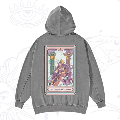 Purplehecate The Goddess High Priestess Tarot Card Washed Hoodie