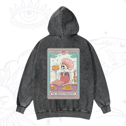 Purplehecate The Mental Bake Down Skeleton Tarot Card Washed Hoodie