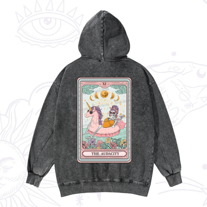 Purplehecate The Audacity Skeleton Tarot Card Washed Hoodie
