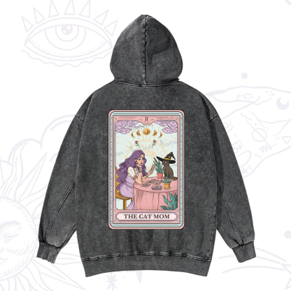 Purplehecate The Witchy Cat Mom Tarot Washed Hoodie