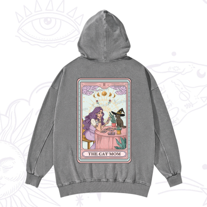 Purplehecate The Witchy Cat Mom Tarot Washed Hoodie