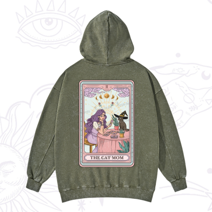Purplehecate The Witchy Cat Mom Tarot Washed Hoodie