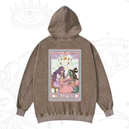 Purplehecate The Witchy Cat Mom Tarot Washed Hoodie