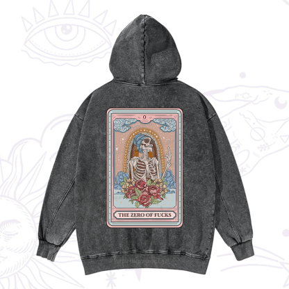 Purplehecate The Zero Of Fucks Tarot Card Washed Hoodie