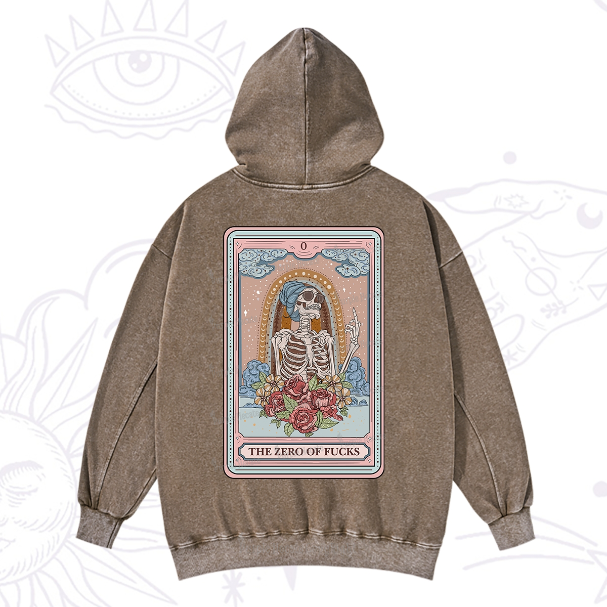 Purplehecate The Zero Of Fucks Tarot Card Washed Hoodie