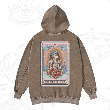 Purplehecate The Zero Of Fucks Tarot Card Washed Hoodie