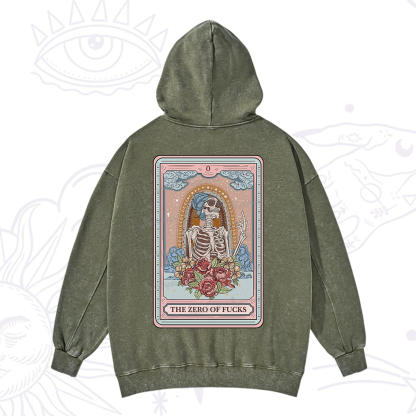 Purplehecate The Zero Of Fucks Tarot Card Washed Hoodie
