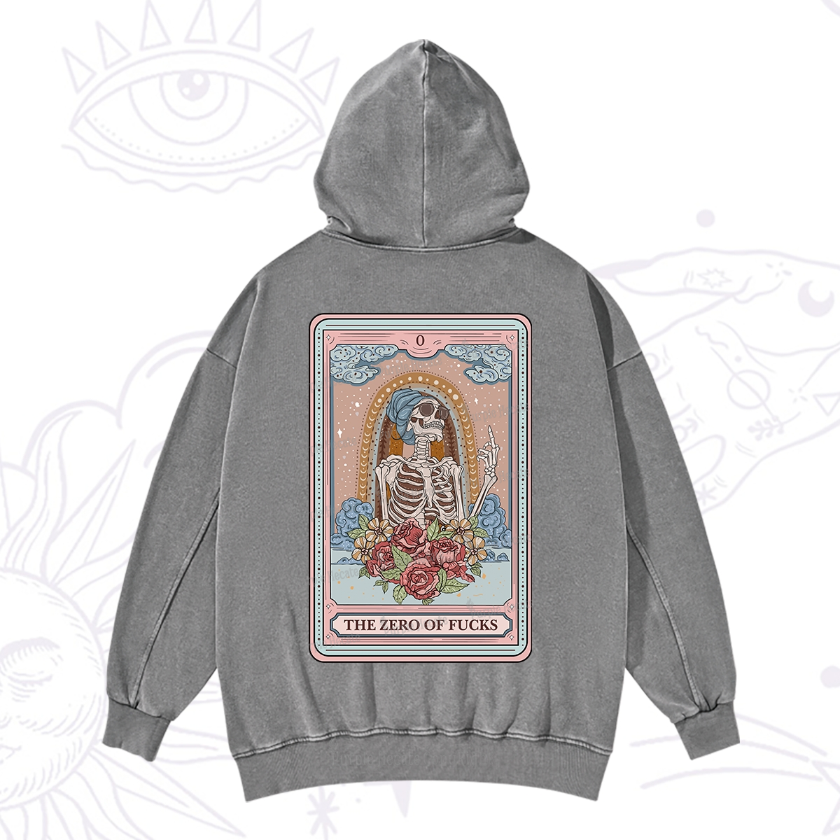 Purplehecate The Zero Of Fucks Tarot Card Washed Hoodie